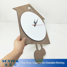 Creative Sublimation Blank Wooden Cuckoo Clock, Custom Photo MDF Wall Clocks, DIY Printing Alarm Clock
